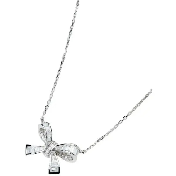 Wholesale Simple Style Bow Knot Titanium Steel Inlay Zircon Pendant Necklace 1 Piece