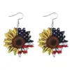 Wholesale Retro Multicolor Flowers Print Wooden Drop Earrings For Women