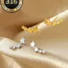 Wholesale Pentagram Electroplated Stud Earrings For Women In SUS316 Stainless Steel With 18K Real Gold PVD Coated Plating And 0.03µm Thickness