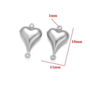 Stainless Steel Hollow Pendant Steel Color-Long Love Heart