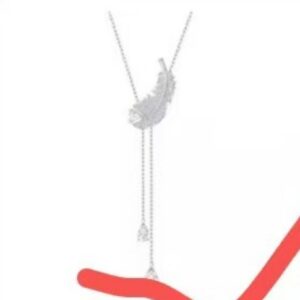 White gold feather tassel necklace