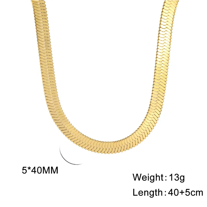 Wholesale Ion Plating (IP) 18K Gold Plated Chain Necklace 304 Stainless Steel IG Style Original Design Basic Waterproof Non Tarnish 304 Stainless Steel Lobster Trigger Clasp Closure Layered Necklaces Sweater Chain Long Necklace - Gold, 5mm Wide, 40 5cm Long