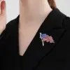 Wholesale Europe And The United States New American Flag Brooch Alloy Diamond Painting Oil Anti-light Pin Independence Day Flag Brooch Accessories