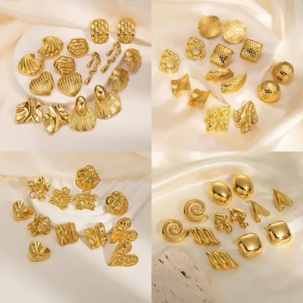 oly-59cbb8caebefe7e46b0b5e8c87446e74 Wholesale 201 Stainless Steel 304 Stainless Steel Heart Shape Flower Electroplating Stone-Free Imitation Gold Vintage Style Classic Style Heart Flowers Drop Earrings Ear Studs