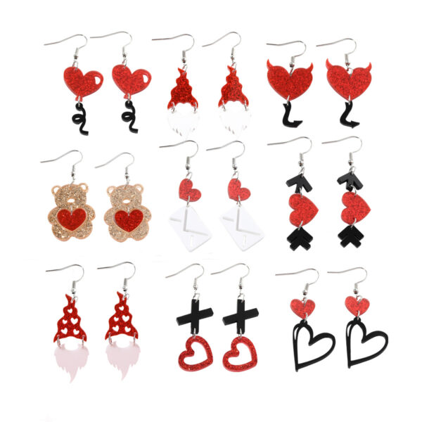 Wholesale Explosions Valentine's Day Series Earrings Love Bear Acrylic Valentine's Day Earrings for Women
