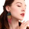 Wholesale Rice Bead Tassel Earrings Bohemian Retro Ethnic Style Creative Handmade Earrings Handmade
