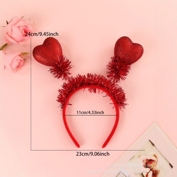 oly-59e1e647691decb6371f0f1d95147378 Wholesale Valentine's Day Heart Shaped Love Glitter Hair Hoop Red Three-dimensional Love Foam Party Heart Sequin Headband