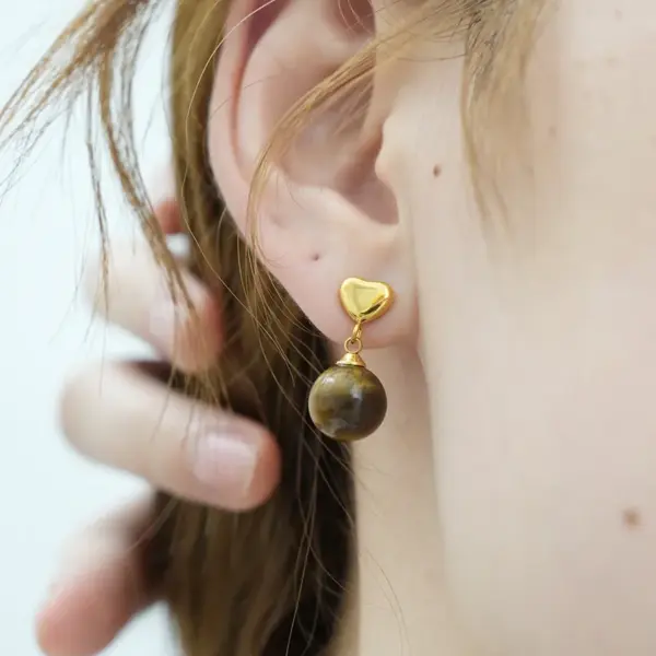 Wholesale 304 Stainless Steel Heart Shape PVD Coated 18K Real Gold Plated IG Style Sweet Simple Style Waterproof Non Tarnish Surgical Steel Hypoallergenic Dangling Earrings Ear Studs