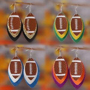 oly-59f56bc3cc6515793087f87743a22f15 Wholesale Cross-border New Rugby Sequins Three-layer Leather Water Drop Pendant Earrings Sports Ear Jewelry Gifts