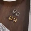 Wholesale U Shape Earrings For Women, Waterproof Non Tarnish 304 Stainless Steel With 18K Real Gold Plated And Rhinestones, PVD Coated