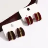 Wholesale New Style Burgundy Velvet Earrings Elegant Versatile High-end Retro Fashion Design Heart-shaped Stud Earrings For Women Copper Plated With 18K Real Gold