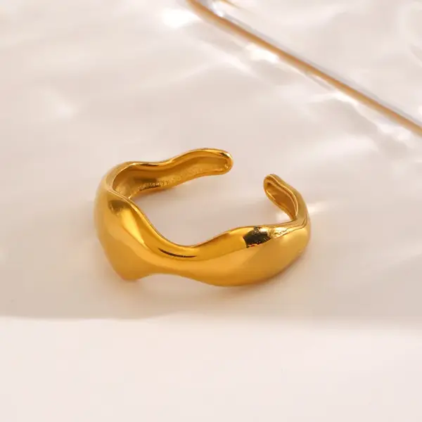 Wholesale Ion Plating (IP) 18K Gold Plated Irregular 304 Stainless Steel Elegant Simple Style Waterproof Non Tarnish Open Rings