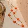 Wholesale 304 Stainless Steel Plastic Flower Ion Plating (IP) 18K Gold Plated Cute Beach Waterproof Non Tarnish Knitting O-shaped Chain Gold Necklace