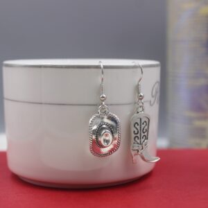 Cowboy Hat Boots Asymmetric Earrings