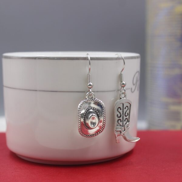 Wholesale Western Cowboy Hat Boots Earrings Retro Ethnic Asymmetric Ear Hook Earrings Electroplating Process