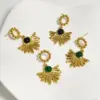 Wholesale 304 Stainless Steel Sector Electroplating Golden Plated Elegant Classical Beach Waterproof Non Tarnish Gold Drop Earrings