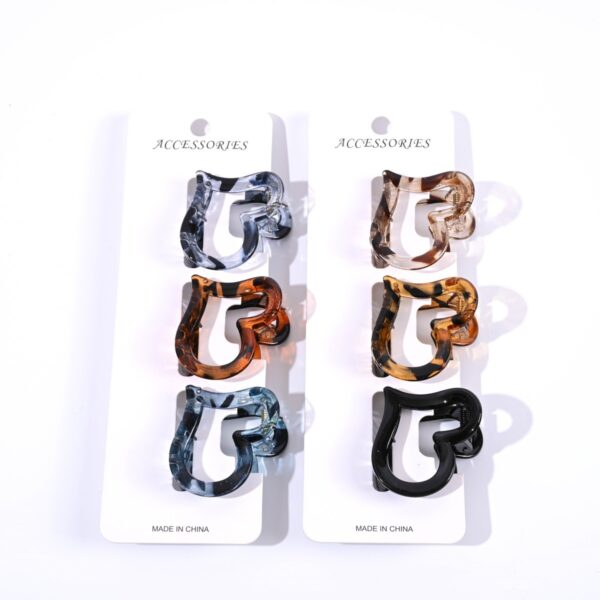 oly-5a3fb4cc6685dfbe4539006cdfe96f69 Wholesale Leopard Point Transparent Color Love Valentine's Day Clip 5cm small size Women's High Cranial Top Hair Accessories