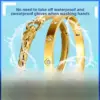 Wholesale Heart Shape Gold Bangle For Women, Waterproof Non Tarnish 304 Stainless Steel With Rhinestones Inlay