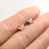 Wholesale Titanium Alloy Gold Plated Vacuum Electroplating (In Furnace) Gold Steel Color Zircon Geometric Inlaid Unisex Piercing Lip Stud