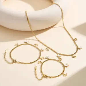 Wholesale Butterfly Waterproof Non Tarnish Cuban Chain Link Bracelet For Women In Titanium Steel With Electroplated Gold Plating