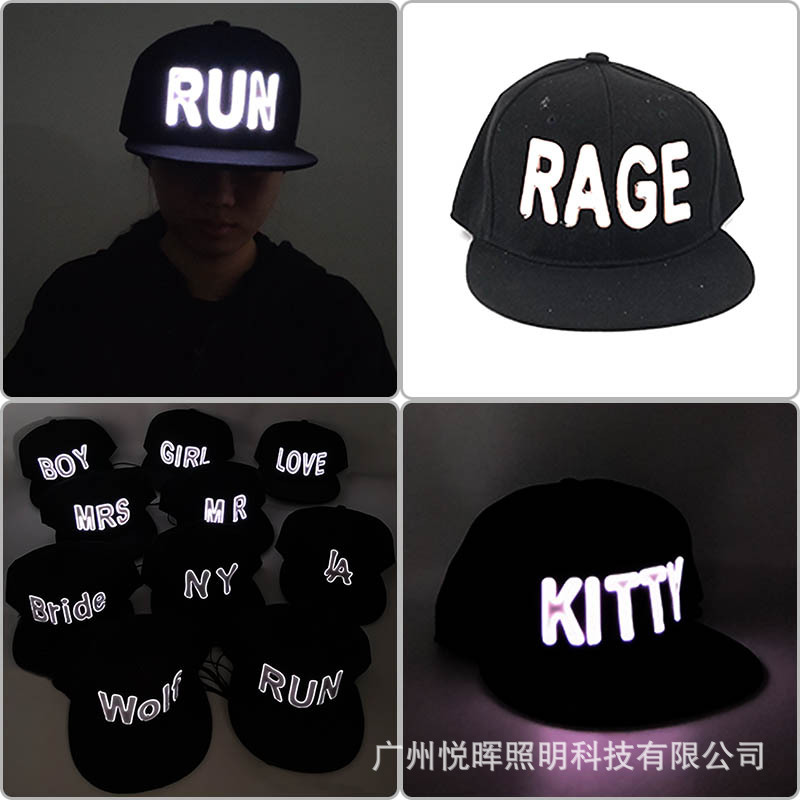 Wholesale New LED casual letter luminous baseball cap stage performance electric syllable hip hop trendy men and women cap