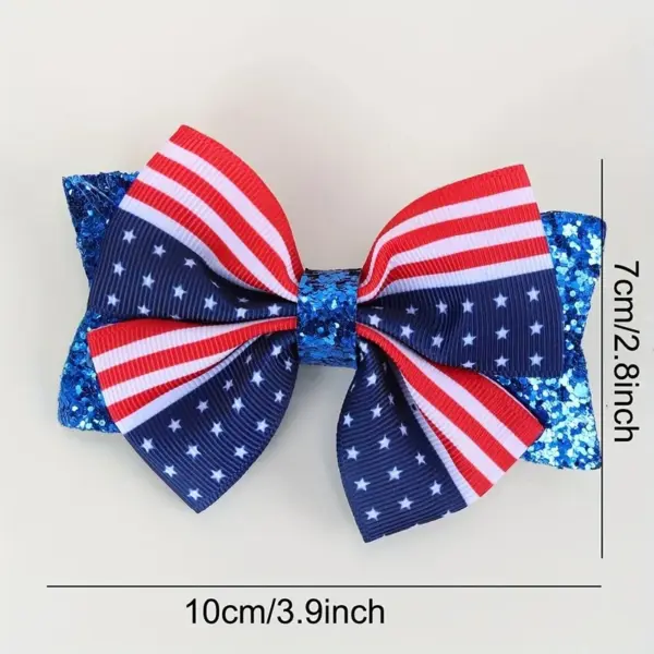 oly-5a503938402877c7e5bba00d63f1fbf5 Wholesale Flagpole Bow Hair Clip Star Decoration Duckbill Clip Independence Day Hairpin Denim