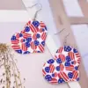 oly-5a5fbe12291a868bb1f98b6f228a7aa4 Wholesale Independence Day Star Shaped Leather Earrings Multilayer PU Leather Jewelry Women's Fashion Accessories American Flag Design