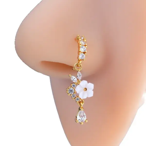 oly-5a69819524296c92f1c7c1c5880855a1 Wholesale Trendy Zircon Nose Ring Flower Triangle Heart Butterfly Piercing Y2K Hip Hop Style Women's Copper Jewelry Nose Studs
