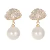 Wholesale Ginkgo Leaf Stud Earrings For Women With 925 Sterling Silver Posts, Copper Base, 14K Gold Electroplated, Zircon Inlay