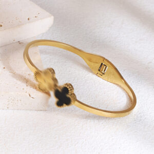 18K Four-leaf Clover Bracelet-Gold Black