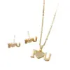 Wholesale Love Jewelry Set For Women Featuring Inlay Artificial Rhinestones With 18K Real Gold Plated Copper And Water Plating On Cable Chain