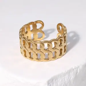 Wholesale 304 Stainless Steel 18K Gold Plated Lady Plating C Shape Open Rings