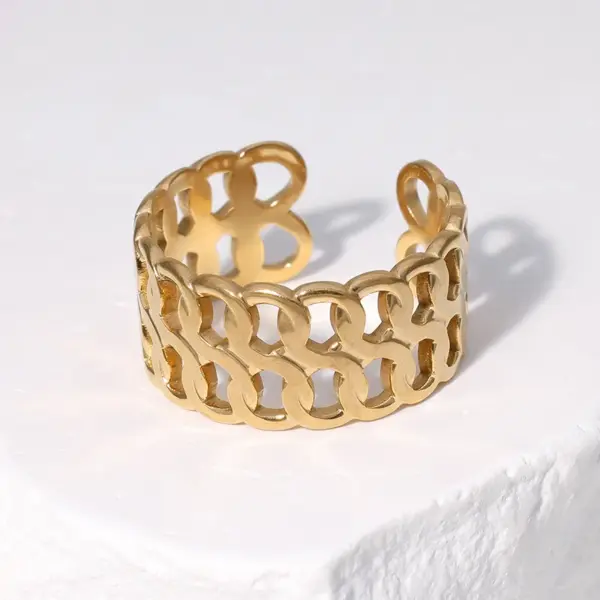 Wholesale 304 Stainless Steel 18K Gold Plated Lady Plating C Shape Open Rings