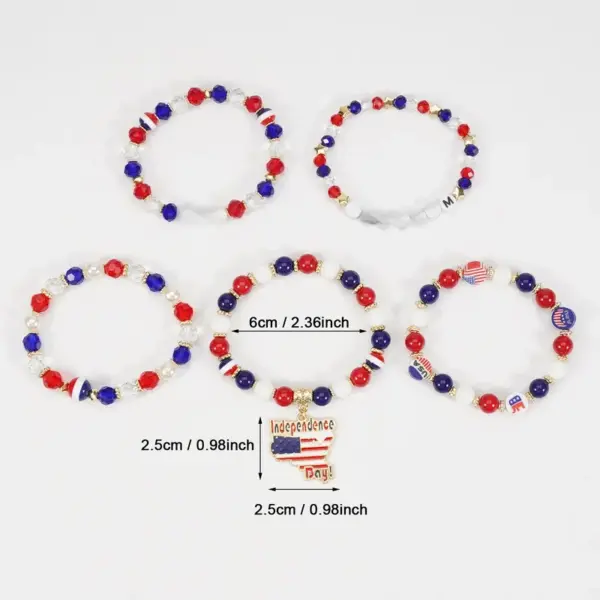 oly-5a939330445913403963283a478f3aaa Wholesale American Flag Independence Day Bracelet Red White Blue Beaded Bracelet Holiday Party Jewelry For Men And Women