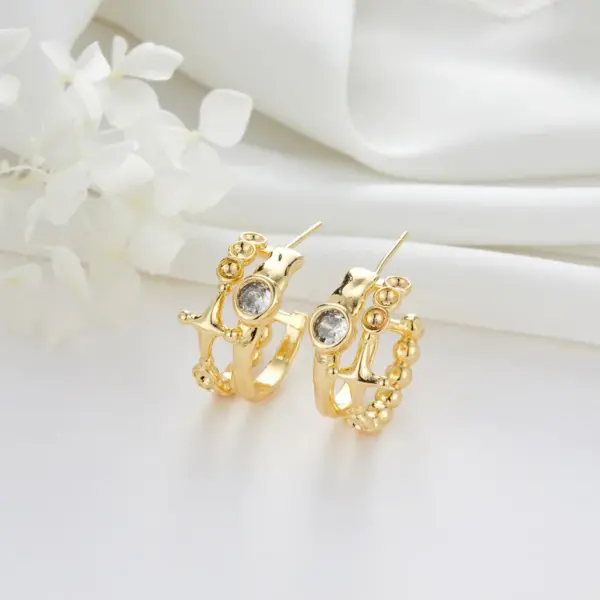 Wholesale Tassel Stud Earrings With Copper Craft And Zircon Inlay, Electroplated Finish, Featuring 925 Sterling Silver Ear Pins