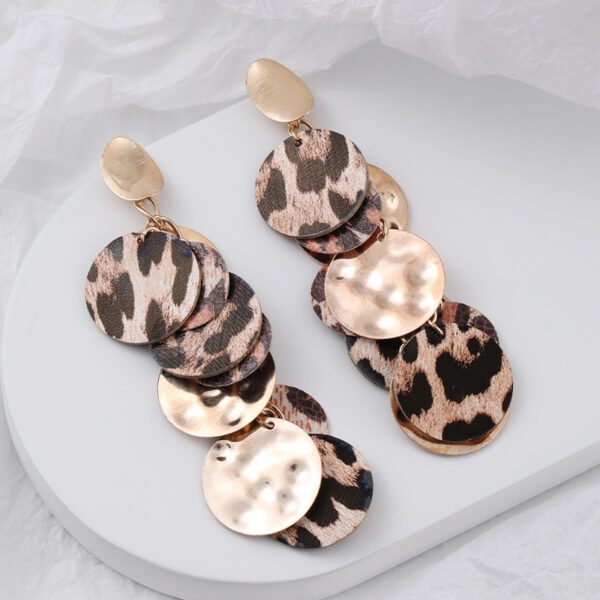 Wholesale Women's long leopard print sexy exaggerated earrings ins style niche design earrings jewelry