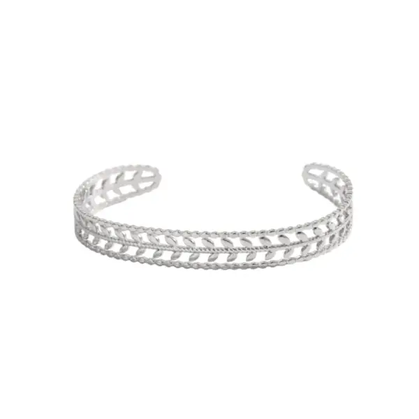 Wholesale Minimalist Leaf Arrangement Titanium Steel Vacuum Plated Handmade Bracelet
