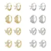 Wholesale Pentagram Earrings For Women With Copper Ear Pins, Electroplated And 14K Real Gold Plated Featuring Zircon Inlay