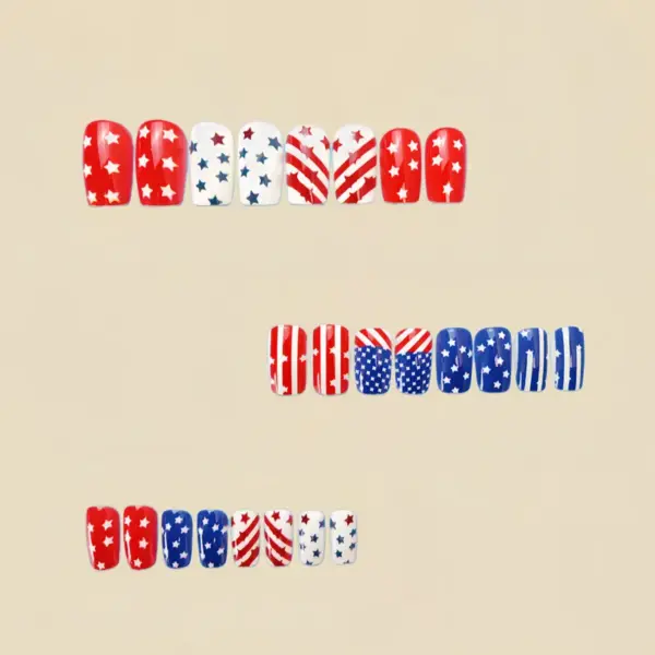 oly-5aaad0076f64410fd1d1e32dc8a38958 Wholesale Removable Rectangular Nail Stickers American Independence Day Stars And Stripes Nail Art Decoration Retro Grid Nail Stickers