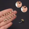 Wholesale 316L Stainless Steel Copper Ear Cartilage Rings & Studs Flower Waterproof Non Tarnish Surgical Steel Women'S