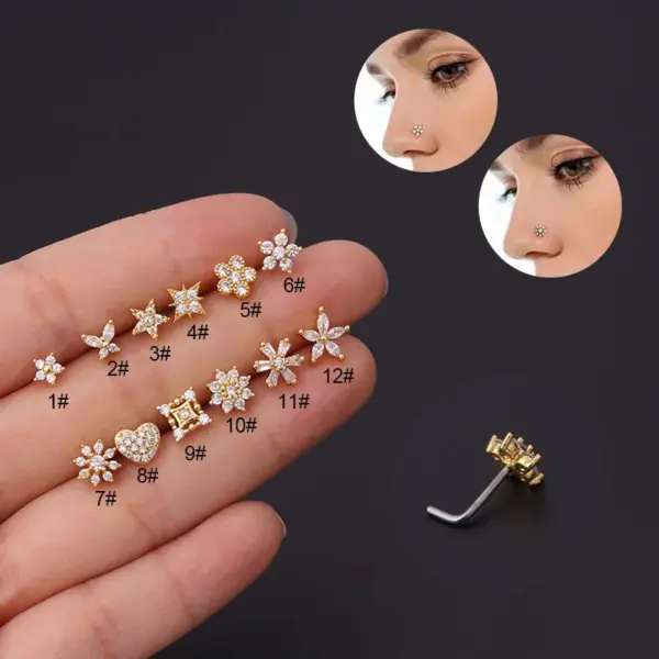 Wholesale 316L Stainless Steel Copper Ear Cartilage Rings & Studs Flower Waterproof Non Tarnish Surgical Steel Women'S