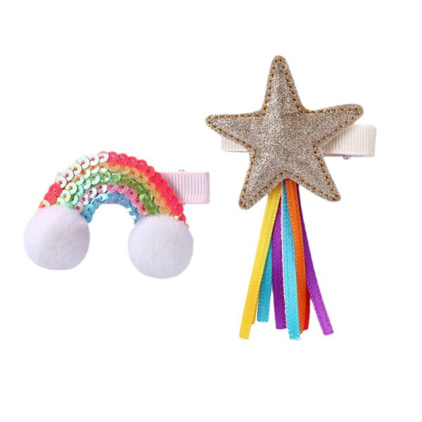 oly-5ab3062b01c0d944df6b483215d7d932 Wholesale Kidsren's Rainbow Five-pointed Star Hairpin, Fashionable and Versatile, Simple and Sweet Baby's Popular Hair Accessory