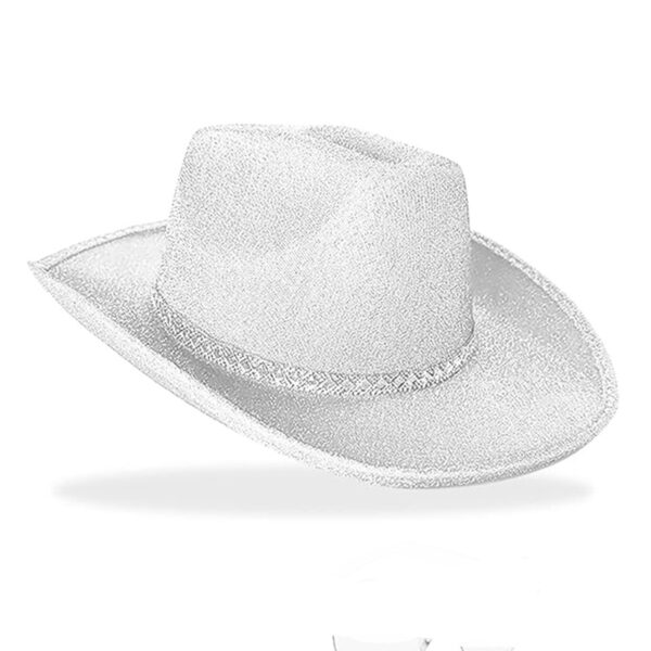 oly-5ab8018656551799b2c038406f053fca Wholesale Silver Glitter Cowboy Hat Western Cowboy Glitter Cowboy Hat Halloween Glitter EVA Composite Stretch Hat