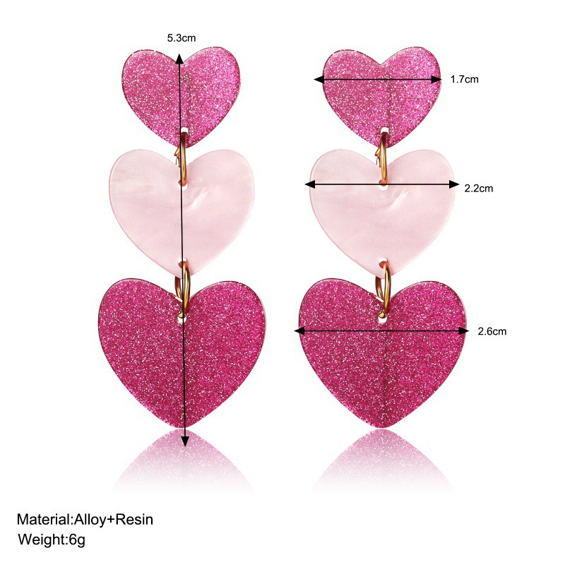 Wholesale Europe and the United States cross-border hot color matching Valentine's Day acrylic love earrings simple pendant texture dopamine earrings