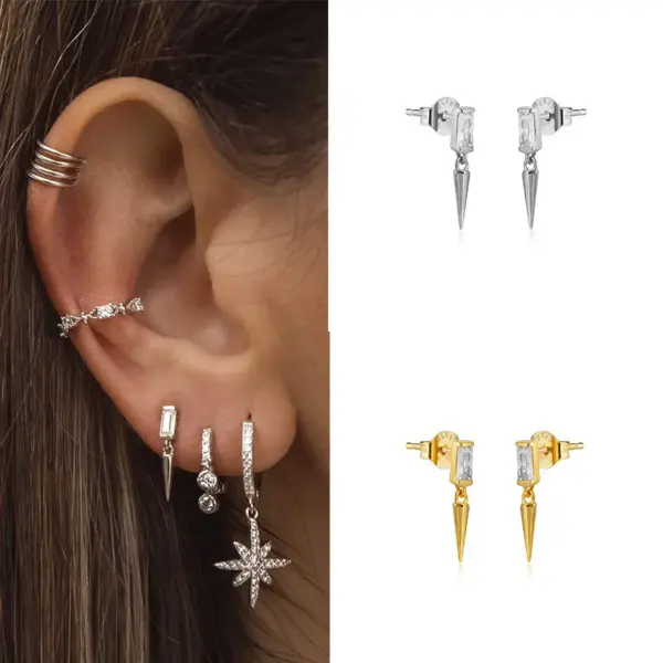 Wholesale 1 Pair IG Style Basic Classic Style Geometric Plating Copper Zircon Ear Studs
