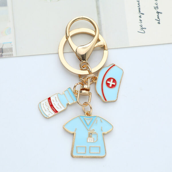 oly-5aca5db49c4049eed0a0d567d9e0fa8a Wholesale Nurses' Day Pink Metal Keychain Pendant Diy Alloy Oil Dropping Jewelry Accessories Bag Pendant Key Chain