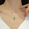 Wholesale Real Gold Plated 304 Stainless Steel PVD Coated Zircon Cross Waterproof Non Tarnish Simple Style Coffee Bean Chain Pendant Necklace For Unisex
