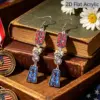 Wholesale Retro Multicolor Letter Print Acrylic Drop Earrings For Women With 304 Stainless Steel Ear Pins