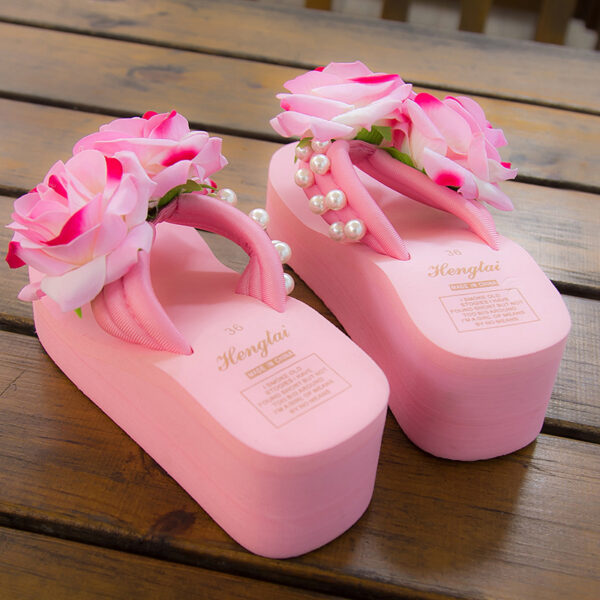 oly-5ad453f27de3f6d9bd9bfaaf76e54bec Wholesale Beach Vacation Non-slip Flip Flops Pearl Flower Fresh Sandals Fashion Thick Bottom Flip Flops