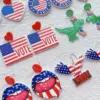 Wholesale 1 Pair Casual Classic Style Dinosaur Heart Shape American Flag Arylic Drop Earrings